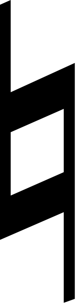 Natural sign: trapezoid shape with extended edges.